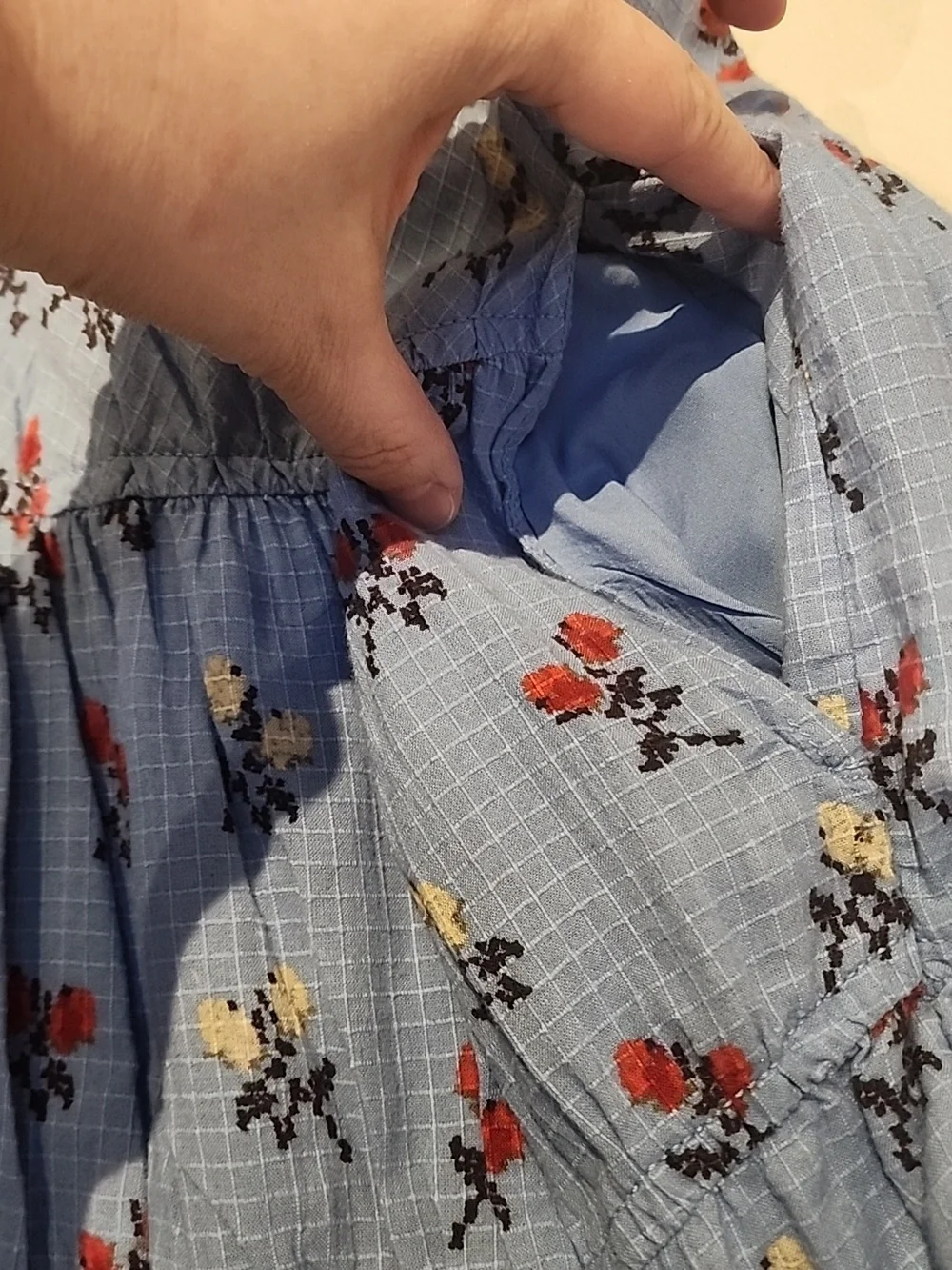 🧢 BE FESTIVAL READY - NWT - Free People Blue Floral Mini Dress with Pink Trim - Picture 12 of 14